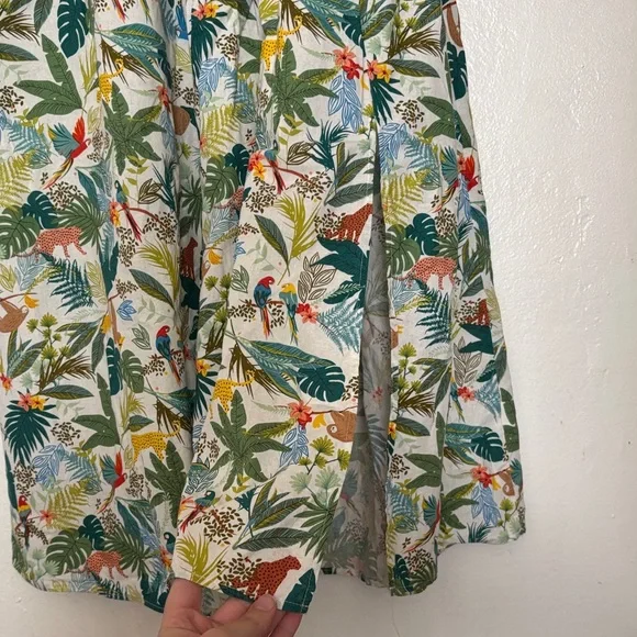 MELLODAY Green and White Tropical Midi Dress - Picture 6 of 11